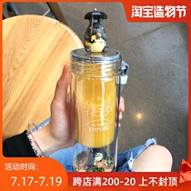 Cartoon KT cat double layer glass cute micro landscape thickened heat-resistant men and women students make tea water cup