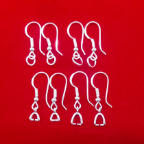 999 Pure Silver Ear Hook Handmade Diy Earrings Accessories Jade Earrings Clip Buttoned Head Foot Silver Ear Hook Opening Ring Silver Ear Accessories