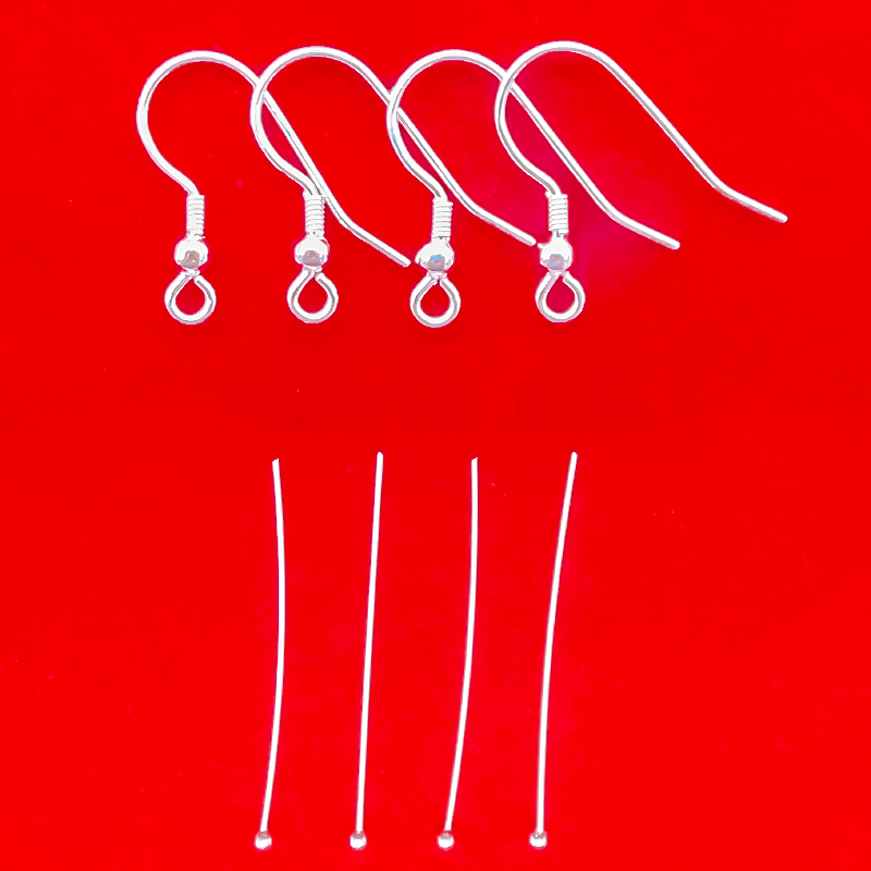 Handmade Diy Earrings Accessories 925 Pure Silver Ear Hook Earrings Made Ear Accessories Material Bag Round Head Needle Crystal Beads Flowers