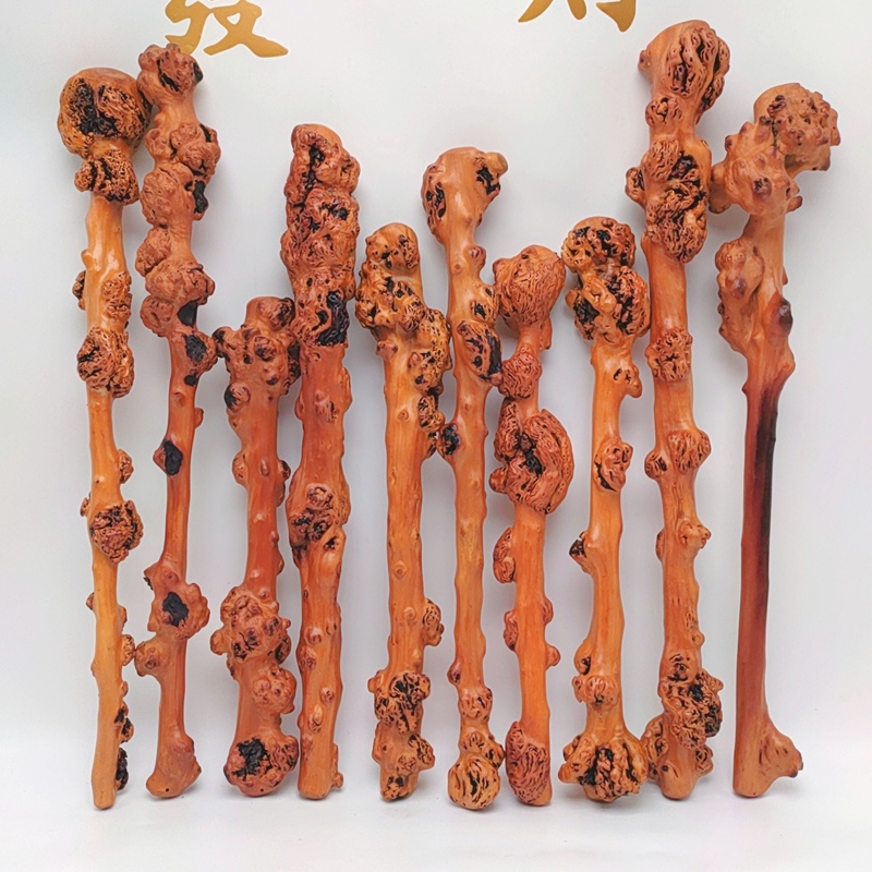 Black and Red Old Material Yunnan Black Fruit Wood Knot Back Hammer Car-Mounted Stick Self-Defense Stick Can Be Played with as a Hand-Held Ornament, Tumor Scar Camellia Wood