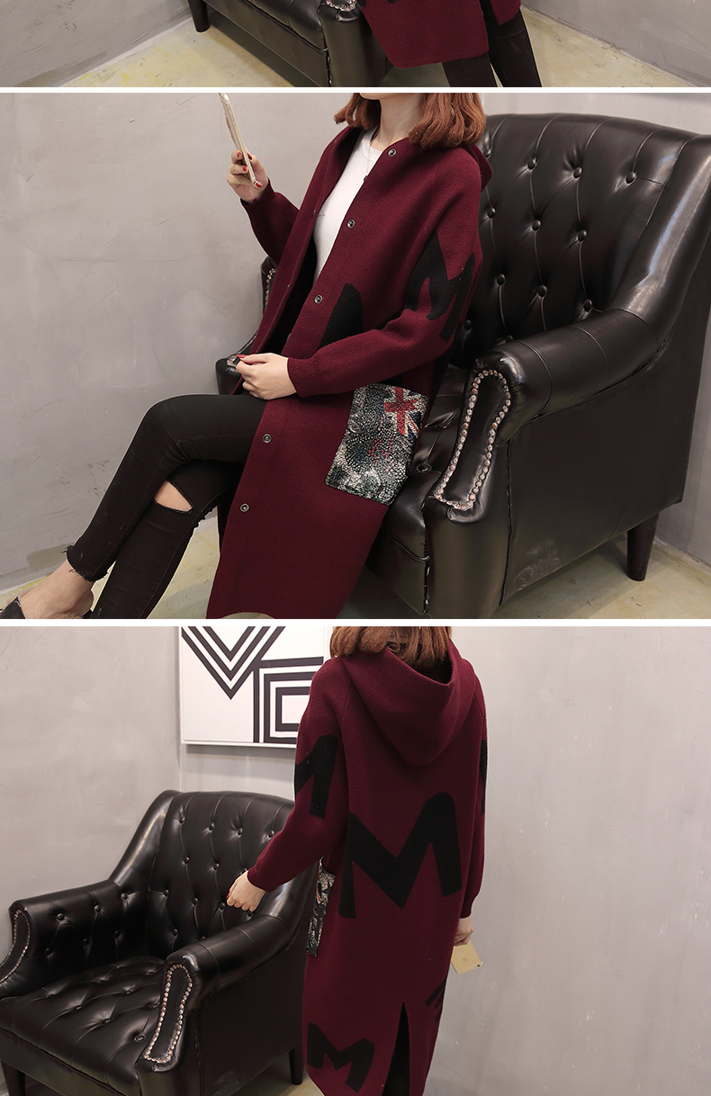 Áo len đỏ lưới nữ mùa thu 2019 mới mùa thu nữ phiên bản Hàn Quốc của phần dài của áo len dệt kim mùa thu và mùa đông - Cardigan áo len trắng