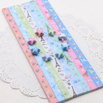 Star paper folding five-pointed star color paper wishing bottle folding lucky Star paper material Eiffel Tower