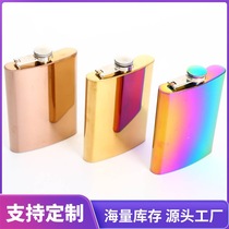 Manufacturer supplies portable outdoor stainless steel wine bottle 8 ounces portable wineware electroplated liquor bottle