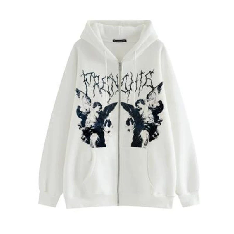 ЖЕНЩИНЫ ВИНТАЖ БОДИ oversize худи графический ремень zip hoodies