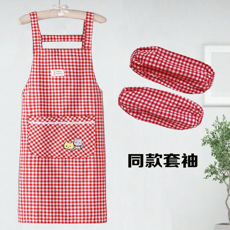 Korean Style Cotton Vest-Style Apron, Thin, Household, Double Shoulder Strap, Waist Apron with Sleeves, Breathable, Anti-Stain Workwear for Summer Korean Style Cotton Vest-Style Apron, Thin, Household, Double Shoulder Strap, Waist Apron with Sleeves, Breathable, Anti-Stain Workwear for Summer