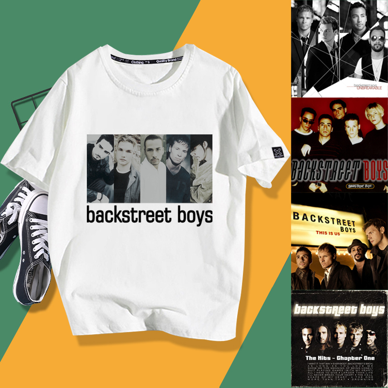 Rock Band Backstreet Boys Merchandise American-Style Short-Sleeve T-Shirts Clothing Half-Sleeve Trendy Rock Band Backstreet Boys Merchandise American-Style Short-Sleeve T-Shirts Clothing Half-Sleeve Trendy