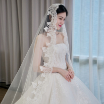 Cloud bamboo retro forest wedding ceremony Korean lace female extra long bridal headdress veil accessories handmade lace