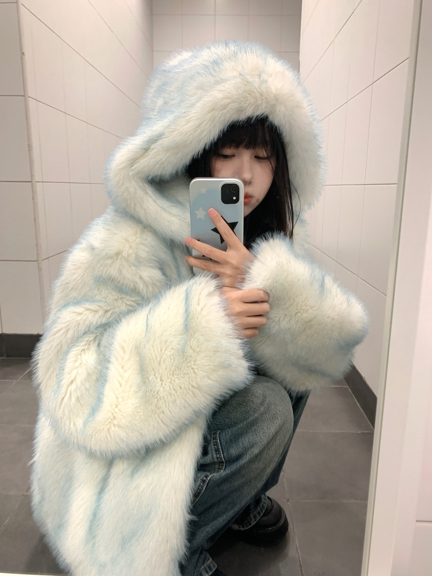 2025新款韩版渐变仿狐狸毛皮草外套女加厚保暖环保毛毛毛上衣小众| 只要
