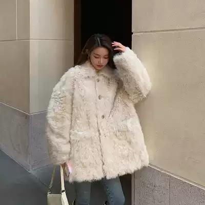 2021 Winter Korean version of the new imitation lamb wool coat women's long version of fur one fashion versatile fur coat