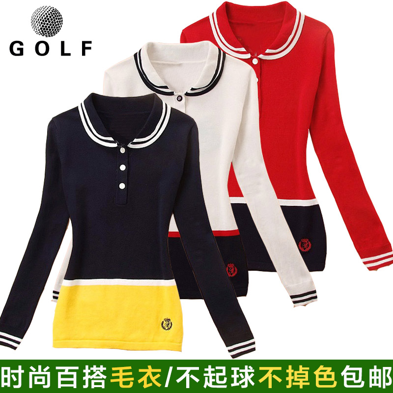 Golf Clothes Woman Autumn Winter Warm Pure Cotton Knit Cardiovert Lady Long Sleeve Sweater Jacket Golf Clothing
