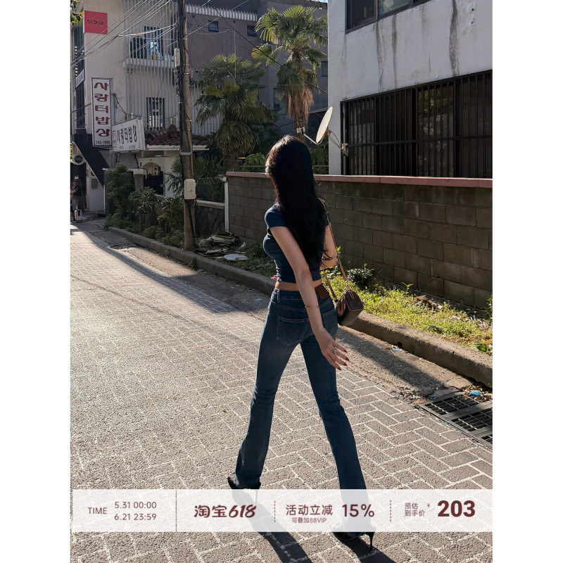 【Fart Shop】Unnamed Sea Low-Waist Hot Girl Straight-Leg Flared Jeans Women's Spring/Summer Slim-Fit Long Pants