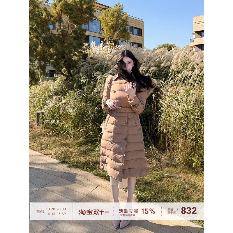【Farte Shop】Bree Toast 90 down Khaki Long Fur Collar Hooded down Jacket for Women Winter Coat