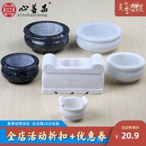 Stone censer round small white marble stone carving household worship outdoor cemetery sacrifice marble ornaments