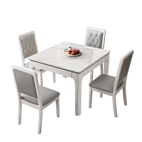 Легкий роскошный рок -доска обеденный стол современный минималистский сплошной деревянный квадратный стол квадратный стол домохозяйство маленькая квартира квадратный стол