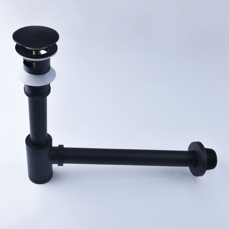 German all-copper black bullet jumps into wall anti-odor thickness wall drainage water wash basin basin wash tube accessories