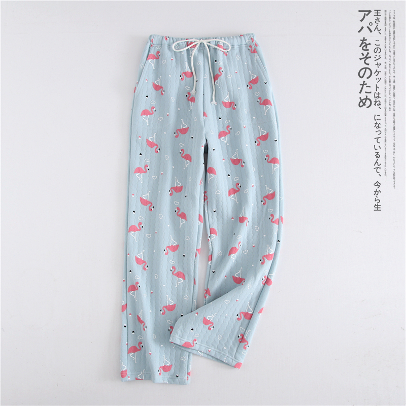 Mùa thu và mùa đông quần ngủ mới của phụ nữ quần ba lớp bông đan bằng vải cotton Nhật Bản quần short nam
