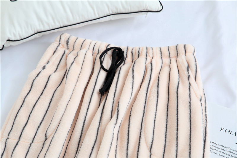 Flannel Pyjama Quần mùa thu và mùa đông San hô Quần nỉ dày Làm ấm Kích thước lớn Quần dài nam Quần nhà quần kaki