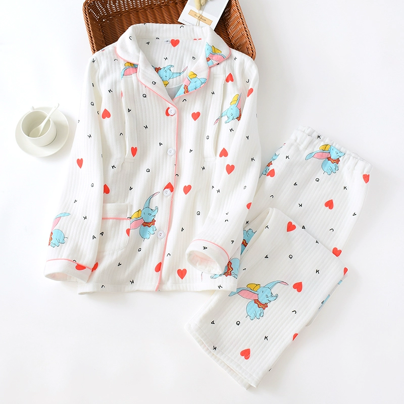 Quần áo cotton giam cầm phụ nữ mang thai Bộ đồ ngủ phụ nữ sau sinh mùa xuân và mùa thu cho con bú và cho con bú phù hợp với thai sản mùa thu và mùa đông - Giải trí mặc / Mum mặc