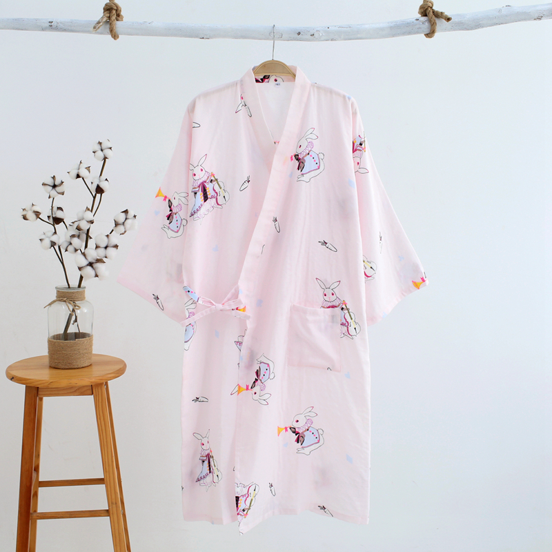 Nhật bản kimono áo nữ bông mùa xuân và mùa hè mỏng yukata dài gạc Nhật Bản và gió áo choàng tắm bông lỏng đồ ngủ mùa đông nam nữ
