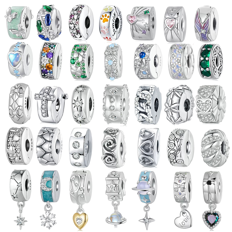 Original Style Beads, Loose Beads, Positioning Buckle, Clip-On Spacer Beads, Fixed Beads, 925 Sterling Silver Beading DIY Jewelry Accessories