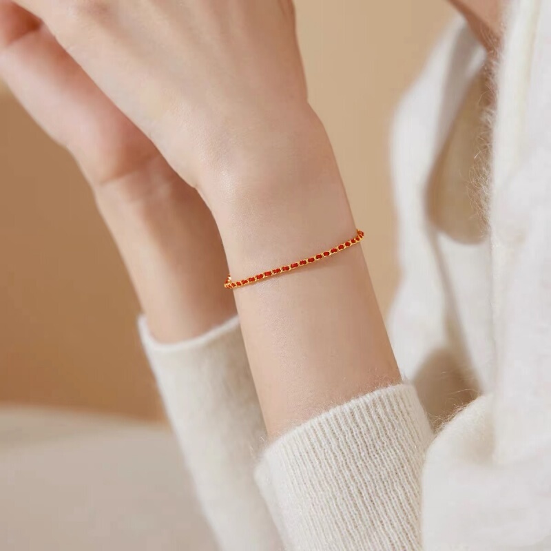 999 Pure Silver Good Luck DIY Braided Red String Bracelet for Women 2026 New Light Luxury Niche Pure Silver Jewelry Birthday Gift