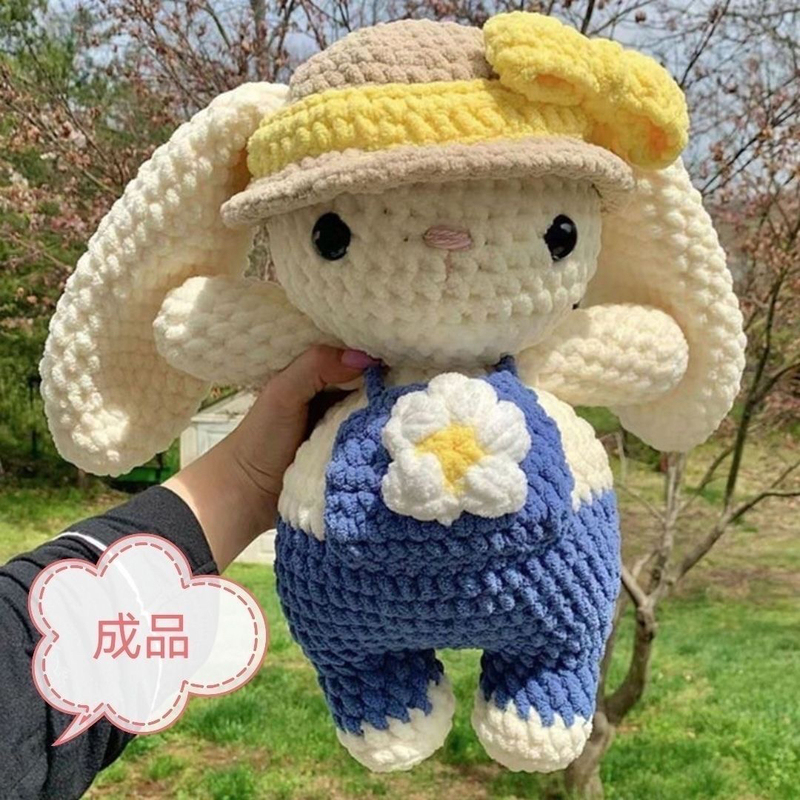 Finished Product LAOSHU Spring Outing Rabbit Large Plush Toy Handmade Knitted Finished Product Gift for Girlfriend Cute Rabbit Finished Product LAOSHU Spring Outing Rabbit Large Plush Toy Handmade Knitted Finished Product Gift for Girlfriend Cute Rabbit