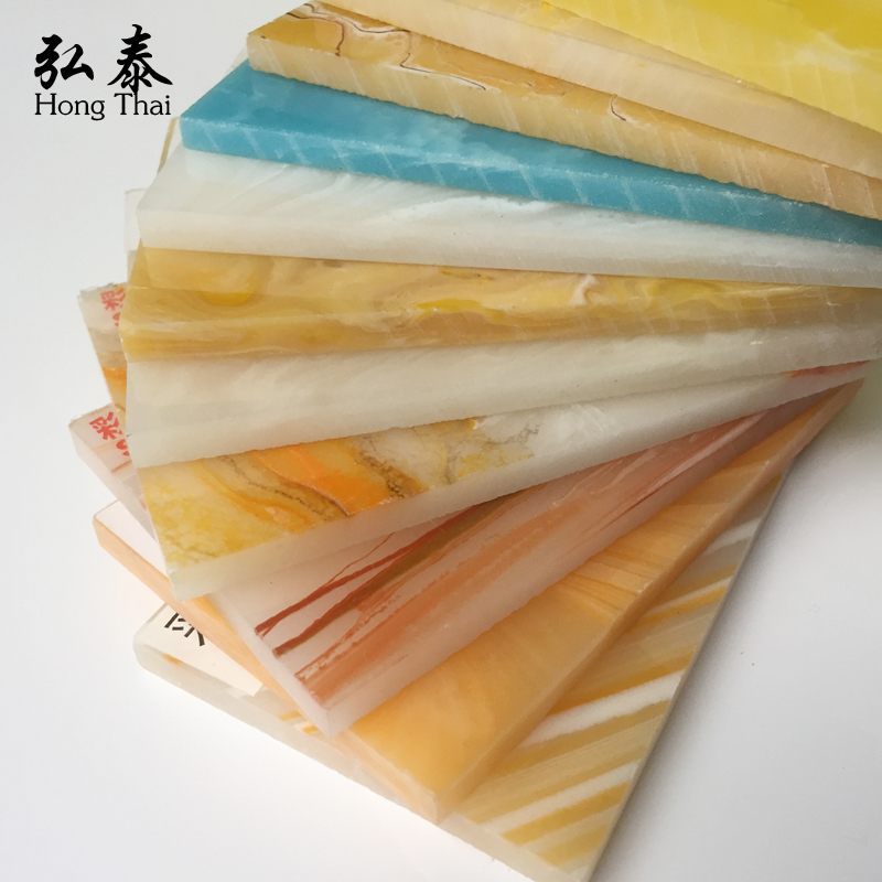 Color jade Pervious to light stone Artificial stone Imitation marble Street lamp cover TV background wall Hotel ktv aisle resin board