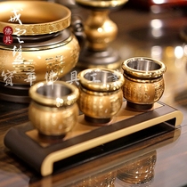 Taiwan Baohua pure brass carving ritual utensils two-color craft trumpet with Tai Bai Shou cup holy water cup set
