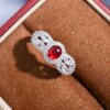 18K gold diamond inlaid natural unburned ruby ring, main stone 0.5 carat, bright color, international certificate