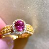 18K gold diamond inlaid Sri Lankan unfired padparadscha ring, main stone 1.35 carats, classic and versatile