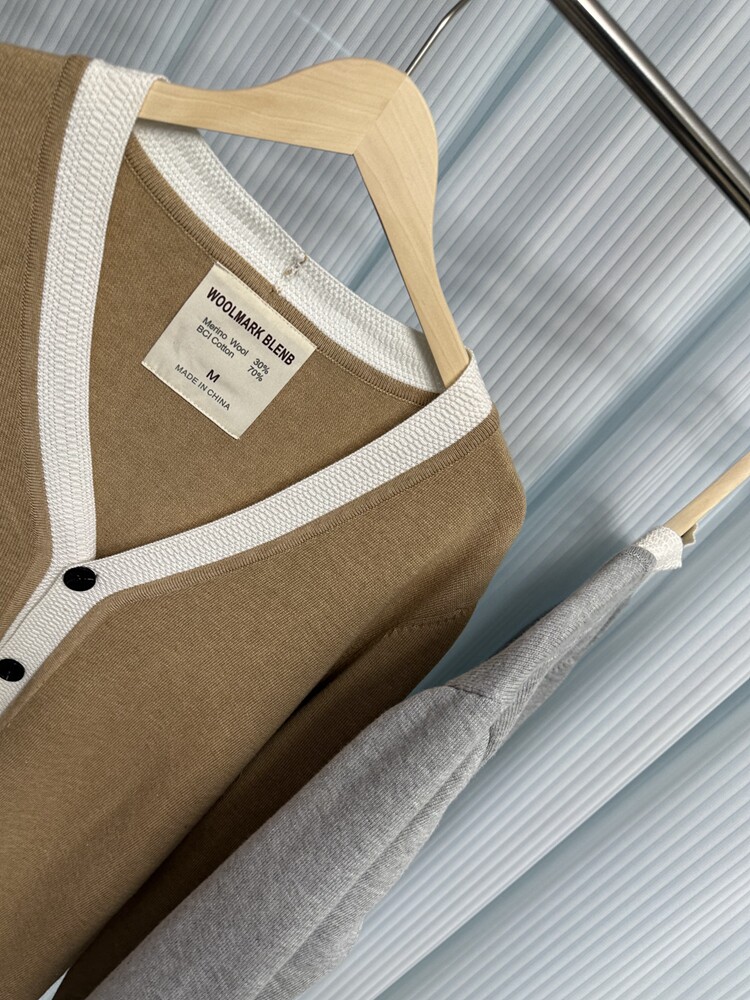 Трансграничная торговля, элитный трикотажный демисезонный шерстяной кардиган, свитер, V-образный вырез h 