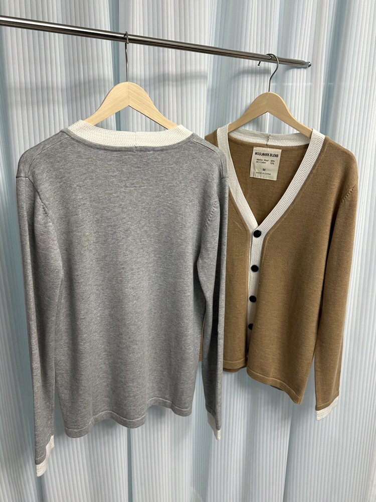 Трансграничная торговля, элитный трикотажный демисезонный шерстяной кардиган, свитер, V-образный вырез h 