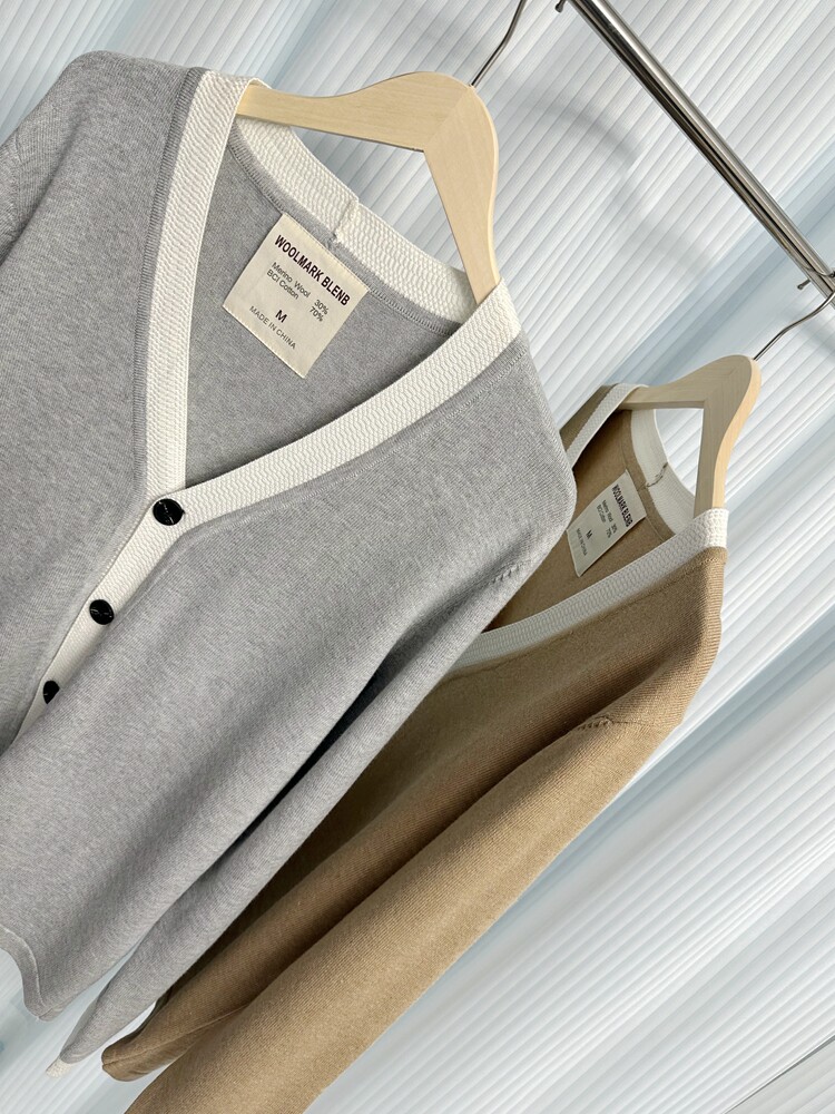 Трансграничная торговля, элитный трикотажный демисезонный шерстяной кардиган, свитер, V-образный вырез h 