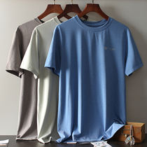 Four Seasons Sports Can Hand Foreign Trade Cut Mark Mens Smooth Chinlon Speed Dry Breathable High-Bomb Outdoor Riding Fitness T-Shirt