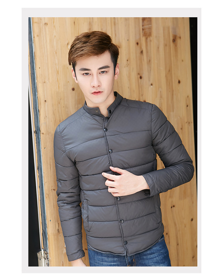 Mùa thu và mùa đông nam đứng cổ áo bông đơn mặc ngắn tay dài ấm áp nhỏ áo khoác cotton giữa và áo khoác cotton cũ tuổi áo bomber nam