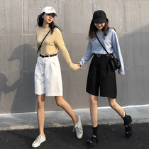 Suit shorts female 2023 new summer loose straight bar with high waist and thin and white casual wear pants