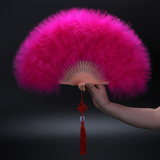 Upgraded version of full velvet thickened feather fan standard fan cheongsam catwalk show stage performance fan dance fan 50*30