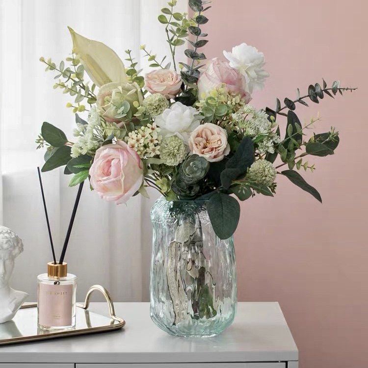 Cozyhome Spanish style light luxury ICE vase transparent glass flower arrangement model room decorative ornaments