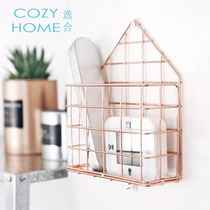 Cozyhome comfort Nordic creative iron art gold containing basket containing basket Pen Holder Wall-mounted Decorative Pendulum