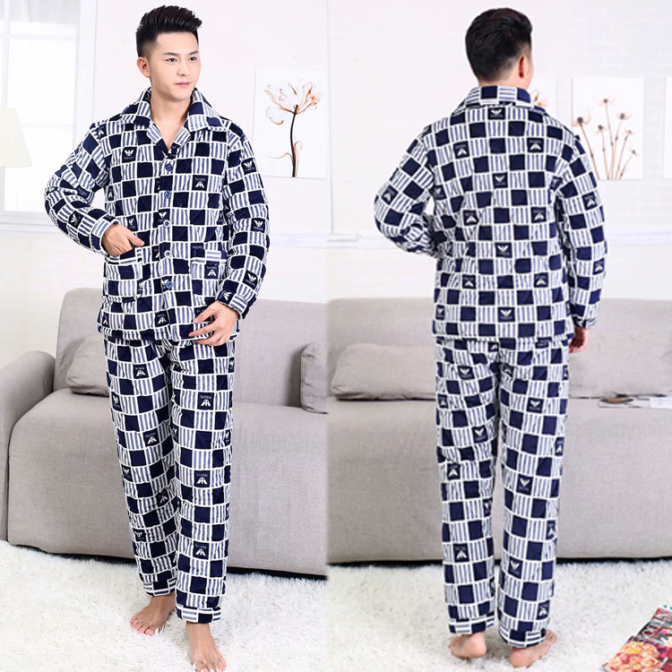 Đồ ngủ mùa đông nam mùa thu và mùa đông dày san hô lông cừu dành cho người lớn kích thước lớn tay áo dài flannel dịch vụ nhà bông áo khoác bông đồ lót nữ