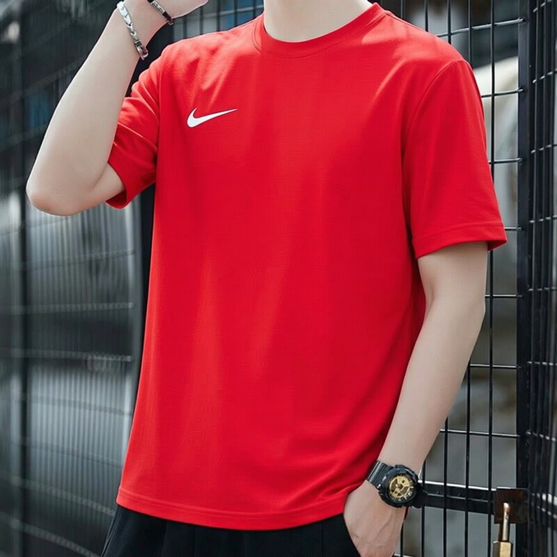 Red Short-Sleeved Nike 2026 New Men's T-Shirt Ice Silk Sportswear Quick-Drying Fitness Casual Half-Sleeve Red Short-Sleeved Nike 2026 New Men's T-Shirt Ice Silk Sportswear Quick-Drying Fitness Casual Half-Sleeve