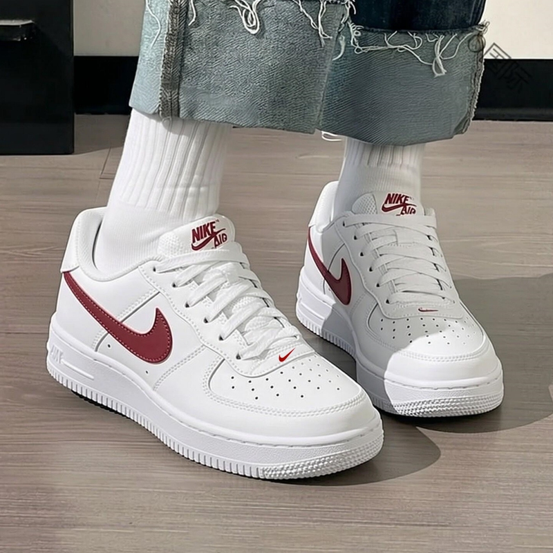 Nike Air Force 1 Sneakers White and Red Sports Shoes New Cushioning Women's Shoes Breathable Casual Shoes Trendy Nike Air Force 1 Sneakers White and Red Sports Shoes New Cushioning Women's Shoes Breathable Casual Shoes Trendy