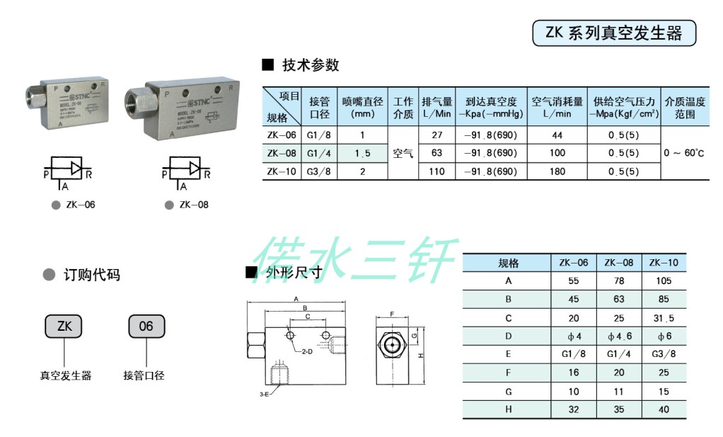 Вакуумные генераторы stnc索诺天工真空发生器zk-06/zk-08/zk-10负压发生正压吸盘吸气