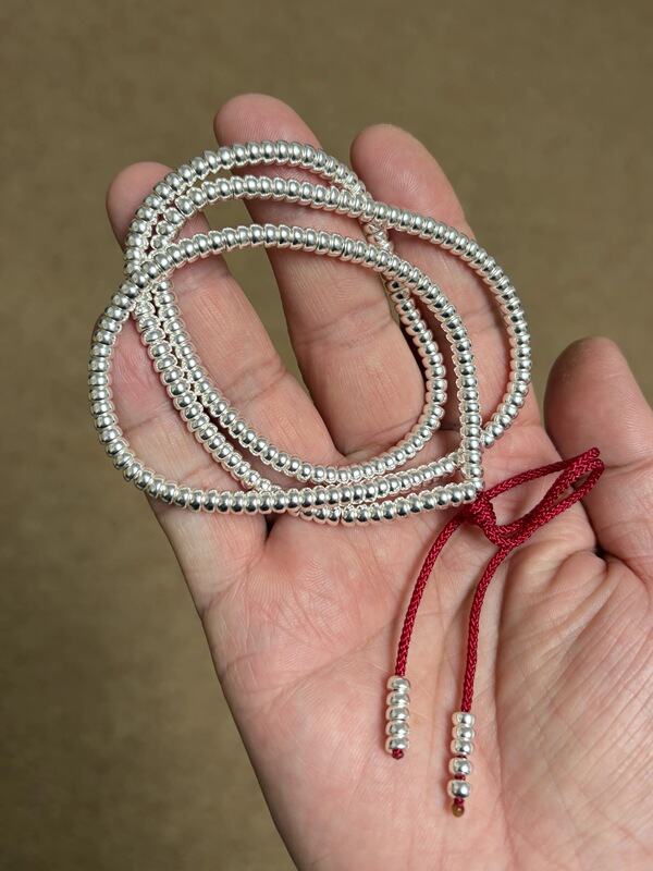 Special Silver Bead Chain, Dual-Purpose Necklace and Bracelet, Isomer Original Handmade Art, Silver Original Color Version 4