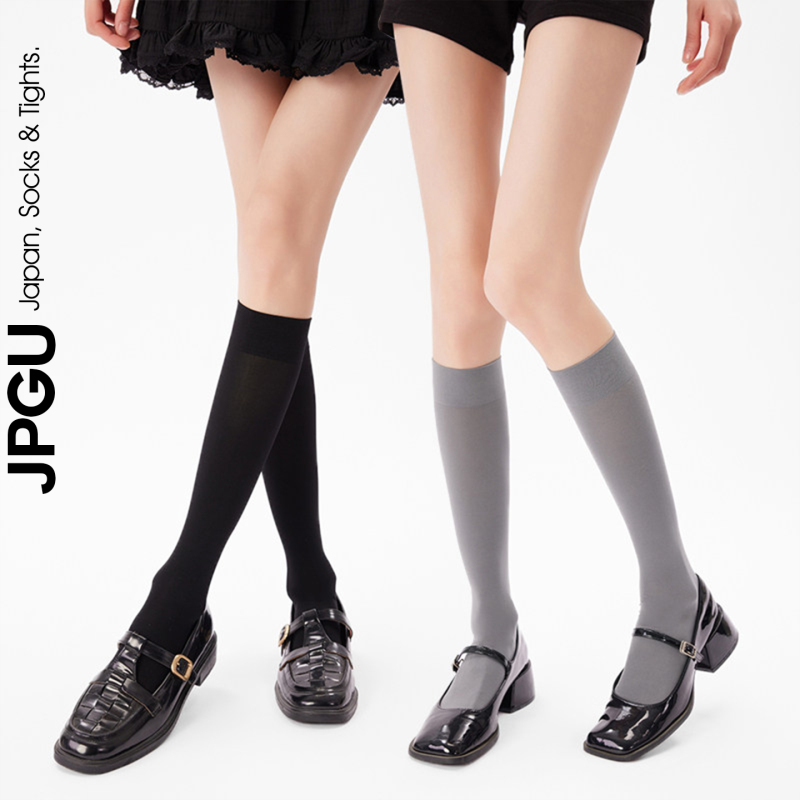 Japan Jpgu Summer Ultra-Thin Velvet Compression Calf Socks Black Stockings Spring and Autumn Long Socks Knee-High Half-Length Jk
