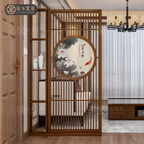 Chinese style screen partition solid wood living room entrance decoration partition cabinet screen integrated new Chinese style ancient frame screen