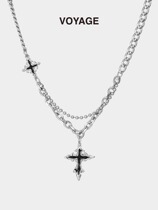 Cross Pendant Men Necklace Boomer 100 Hitch Male trendy boys hip hop small crowdsourced High sense chain sub-accessories