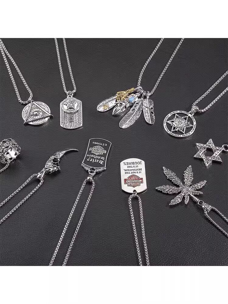 100 Lap Trampoline Personality Men Necklace Pendant Ins Hip Hop Titanium Steel Pendant Necropolis Accessories Adornment Decorations-Taobao
