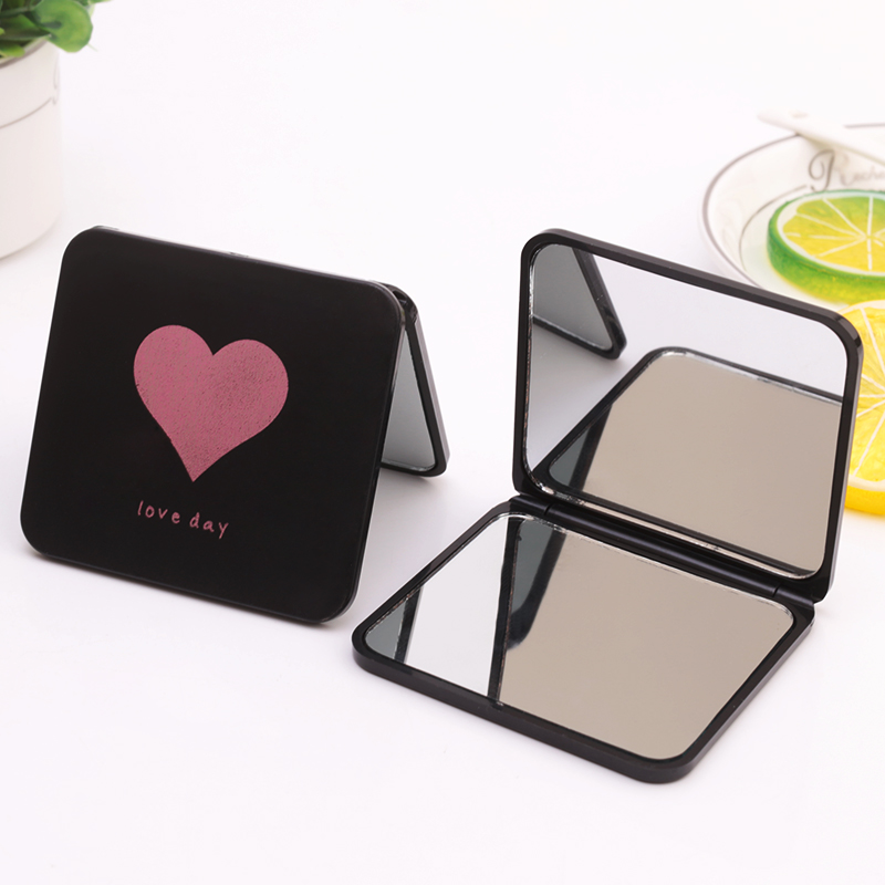 Small mirror carry makeup mirror portable mini light and thin female desktop can stand in the bag folding mirror double-sided