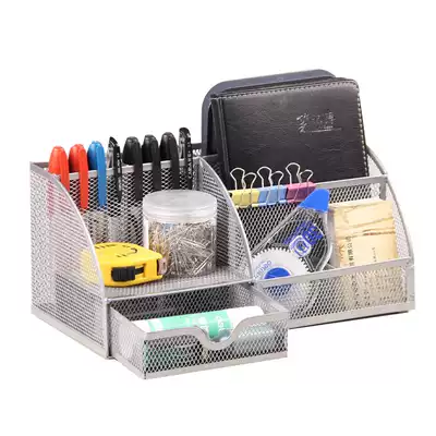 Wrought Iron office desktop stationery storage box multi-function finishing rack pen holder Post-it Holder